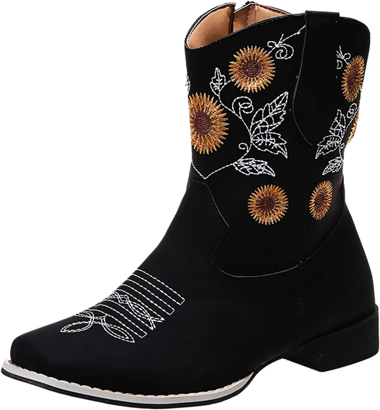 SBGMoSJ Ankle Boots for Women Wide Width Womens Black Lace Up Ankle Boots Low Heel Ankle Boots Wide Width for Women Light Brown Short Cowboy Boots for Women Women's Boots Ankle Blue