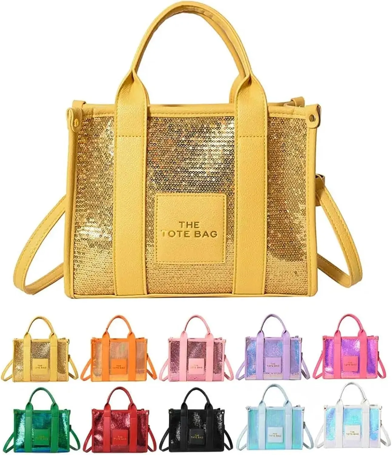 Sequin Evening Clutch Bag Women Party Tote Bag PU Leather Sequins Top-Handle Bags Casual Stylish Shiny Portable Adjustable Straps Shopper Tote Purse for PartyCocktail(Blue)