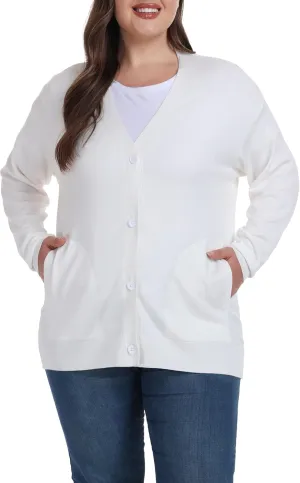 Shiaili Classic Plus Size Sweater for Women Non-Bulky Soft Stretch Cardigans