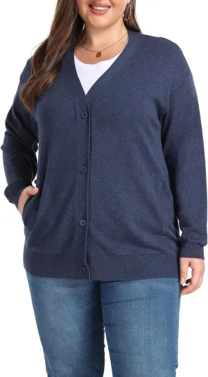 Shiaili Classic Plus Size Sweater for Women Non-Bulky Soft Stretch Cardigans