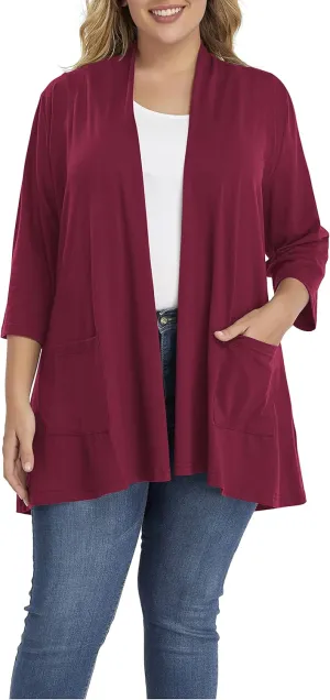 Shiaili Long Plus Size Cardigans for Women Easy to Wear Open Front Clothing