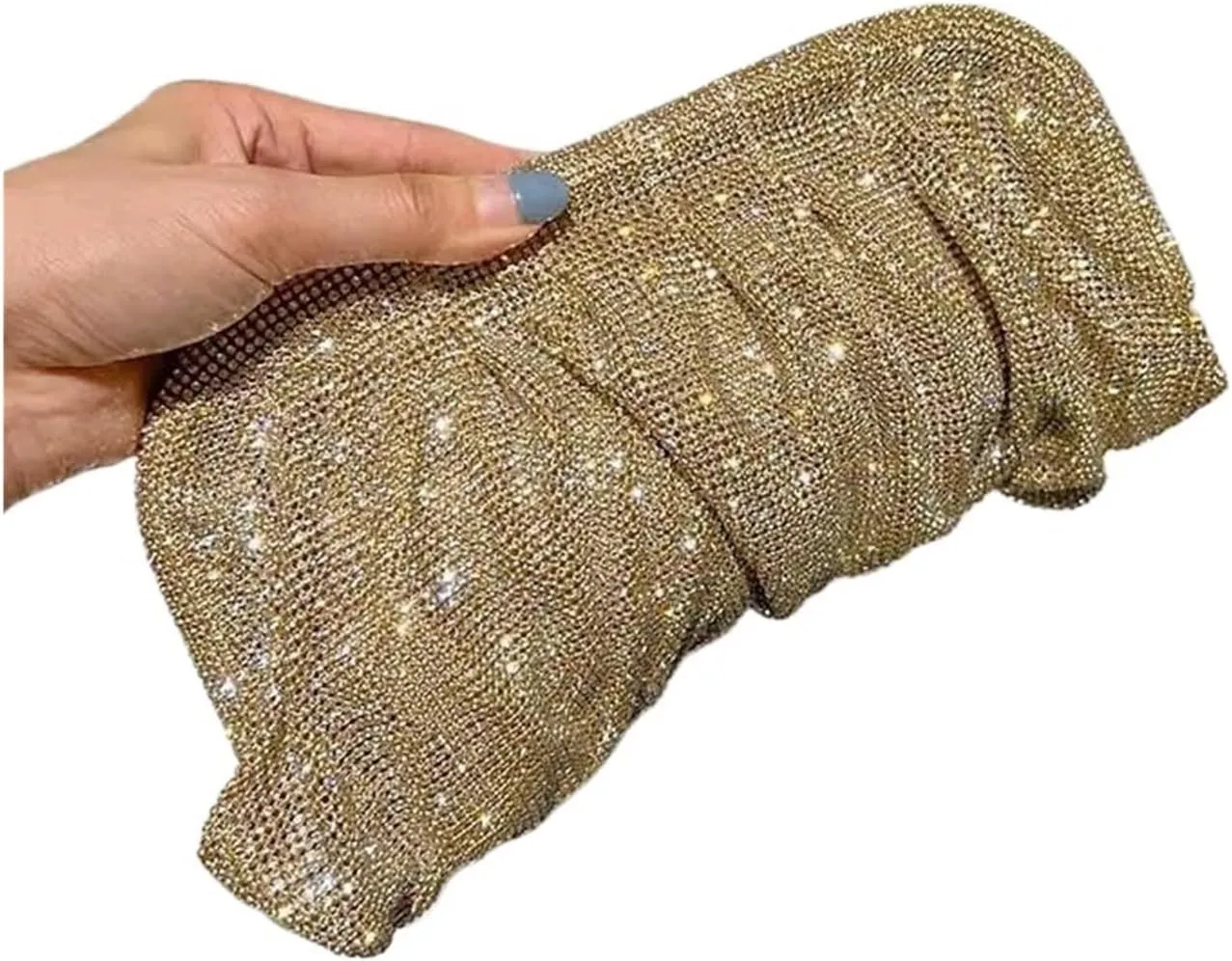 Shiny Handle Rhinestones Handmade Evening Clutch Bags Folds Purses and Handbags Designer Wedding Party(Color-03)