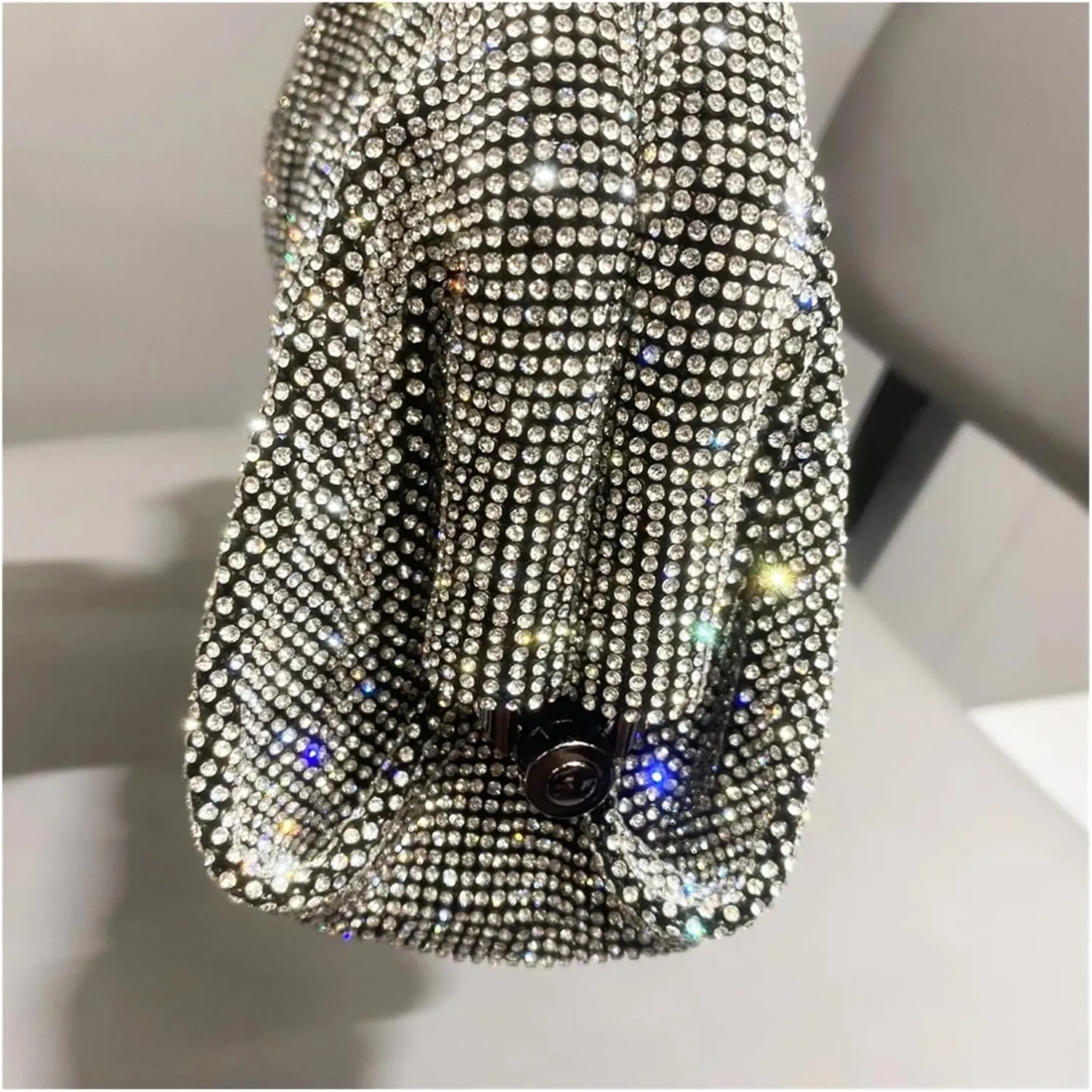Shiny Rhinestones Handmade Evening Clutch Bags Folds Purses and Handbags Luxury Designer Wedding Party(Green)
