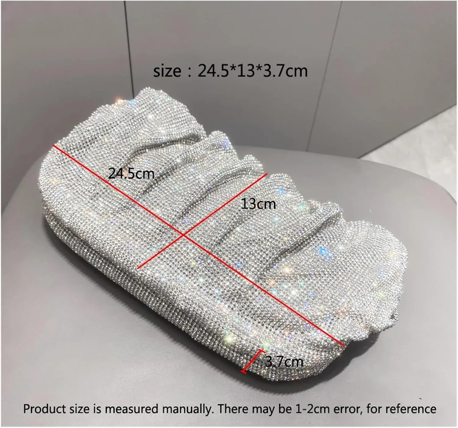 Shiny Rhinestones Handmade Evening Clutch Bags Folds Purses and Handbags Luxury Designer Wedding Party(Green)