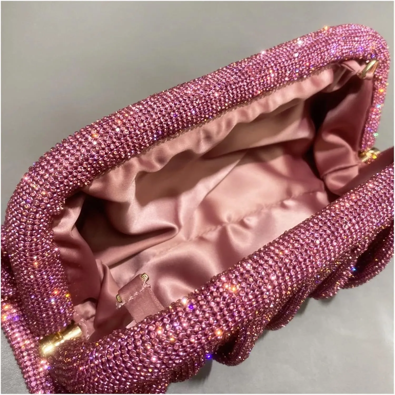 Shiny Rhinestones Handmade Evening Clutch Bags Folds Purses and Handbags Luxury Designer Wedding Party(Green)