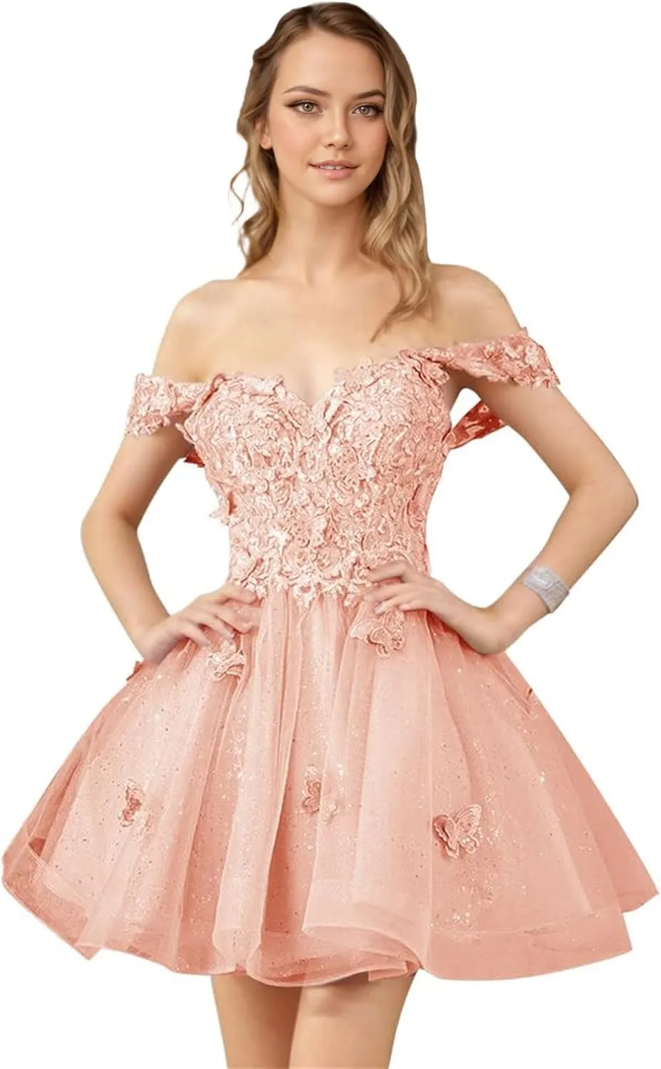 Short Homecoming Dresses 2024 - Off Shoulder DAMA Dresses for Quinceanera 3D Butterfly Tulle Homecoming Dresses