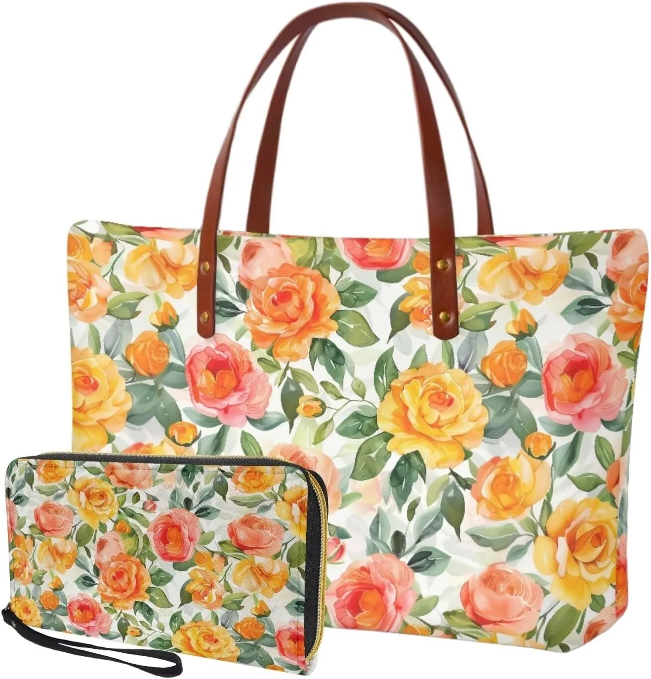 Shoulder Bag and Wallet Set for Women Tote Bag 2 Pack Handbag and Wallet Set Clutch Wallet and Purse Set for Work