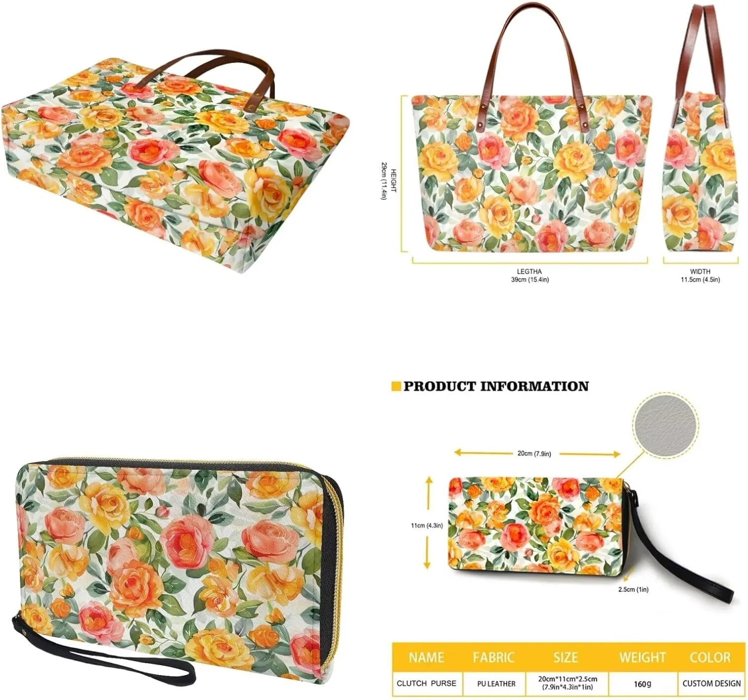 Shoulder Bag and Wallet Set for Women Tote Bag 2 Pack Handbag and Wallet Set Clutch Wallet and Purse Set for Work
