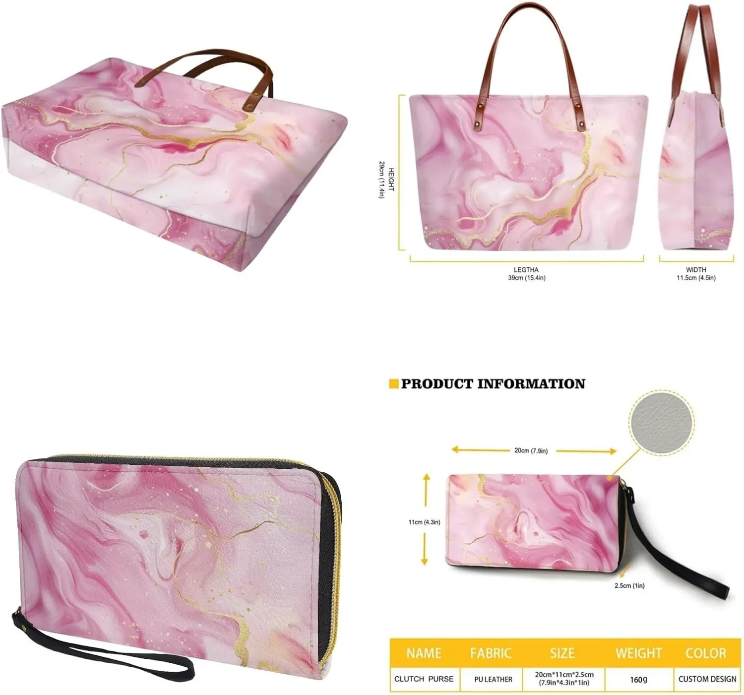 Shoulder Bag and Wallet Set for Women Tote Bag 2 Pack Handbag and Wallet Set Clutch Wallet and Purse Set for Work