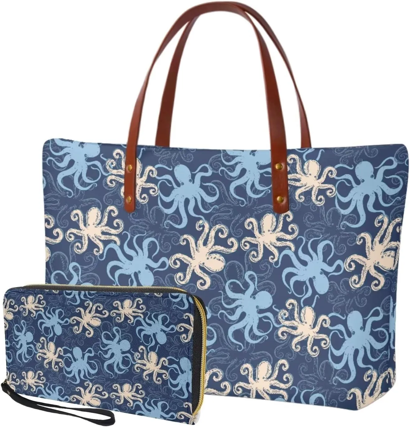 Shoulder Bag and Wallet Set for Women Tote Bag 2 Pack Handbag and Wallet Set Clutch Wallet and Purse Set for Work