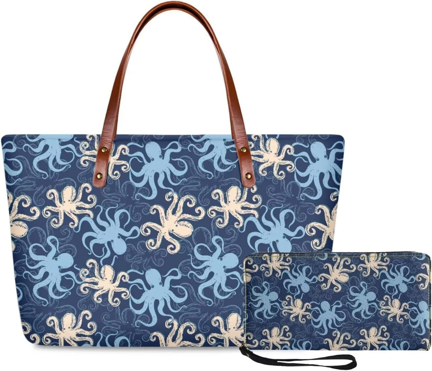 Shoulder Bag and Wallet Set for Women Tote Bag 2 Pack Handbag and Wallet Set Clutch Wallet and Purse Set for Work