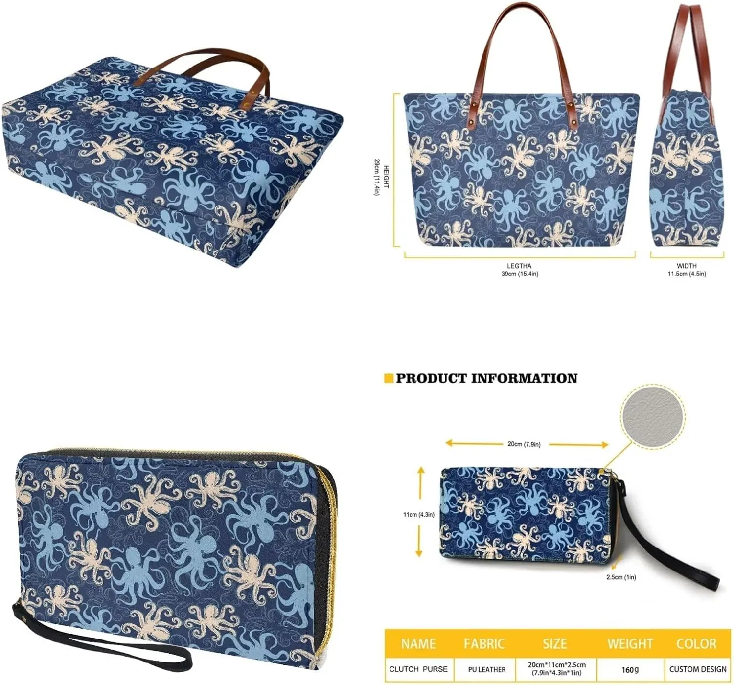 Shoulder Bag and Wallet Set for Women Tote Bag 2 Pack Handbag and Wallet Set Clutch Wallet and Purse Set for Work