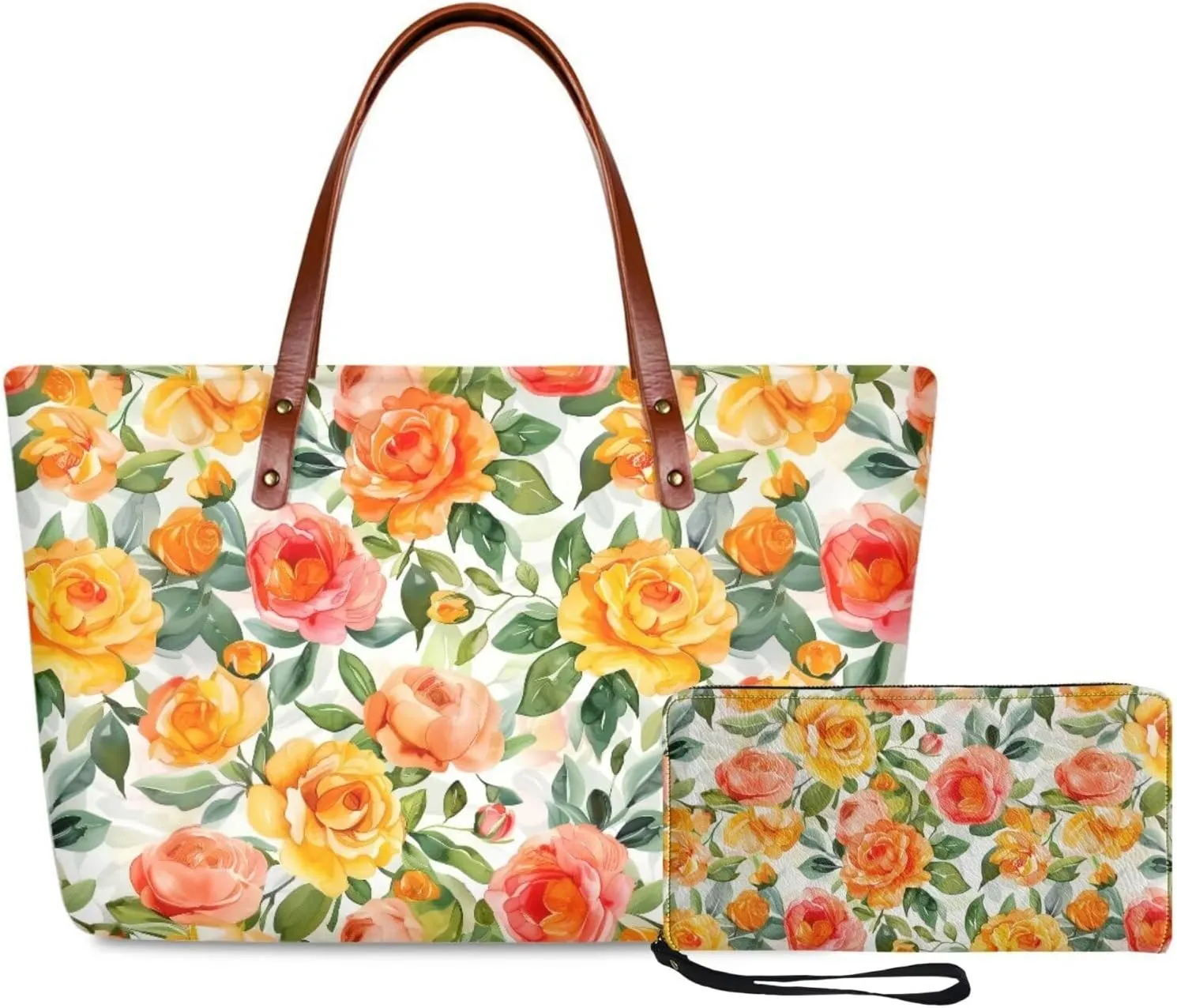 Shoulder Bag and Wallet Set for Women Tote Bag 2 Pack Handbag and Wallet Set Clutch Wallet and Purse Set for Work