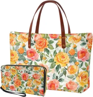 Shoulder Bag and Wallet Set for Women Tote Bag 2 Pack Handbag and Wallet Set Clutch Wallet and Purse Set for Work