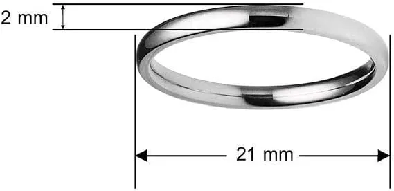 SILVERLINE JEWELRY High Polished 2mm Stainless Steel Comfort Fit Wedding Band Ring Full & Half Sizes 5-14 | Silver Yellow Rose Blue Black MultiColor Tones