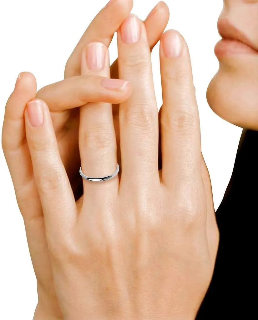 SILVERLINE JEWELRY High Polished 2mm Stainless Steel Comfort Fit Wedding Band Ring Full & Half Sizes 5-14 | Silver Yellow Rose Blue Black MultiColor Tones