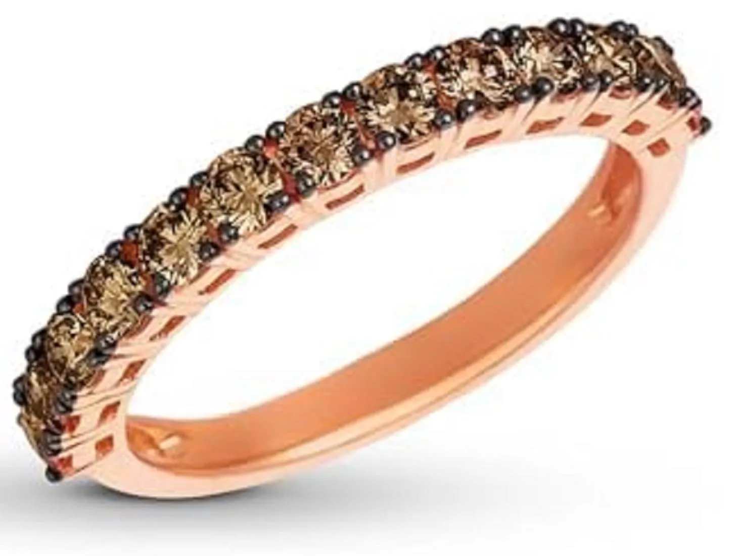 Simulated Diamond Ring with lab created brown gemstone Rose Gold Wedding Ring for Women ring size 10