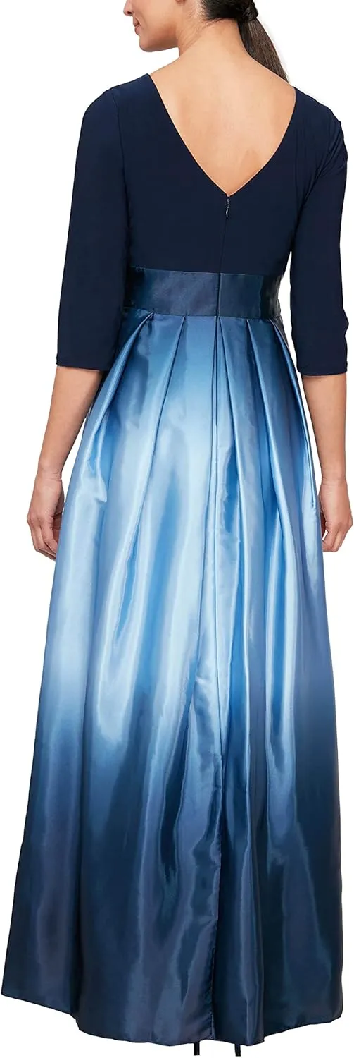 S.L. Fashions Women's Long Satin Mother of The Bride Dress with Pockets, Formal Party Gown (Petite and Regular Sizes)
