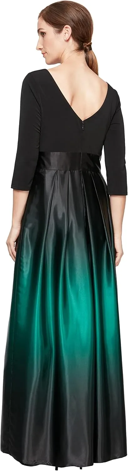 S.L. Fashions Women's Long Satin Mother of The Bride Dress with Pockets, Formal Party Gown (Petite and Regular Sizes)
