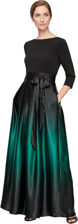 S.L. Fashions Women's Long Satin Mother of The Bride Dress with Pockets, Formal Party Gown (Petite and Regular Sizes)