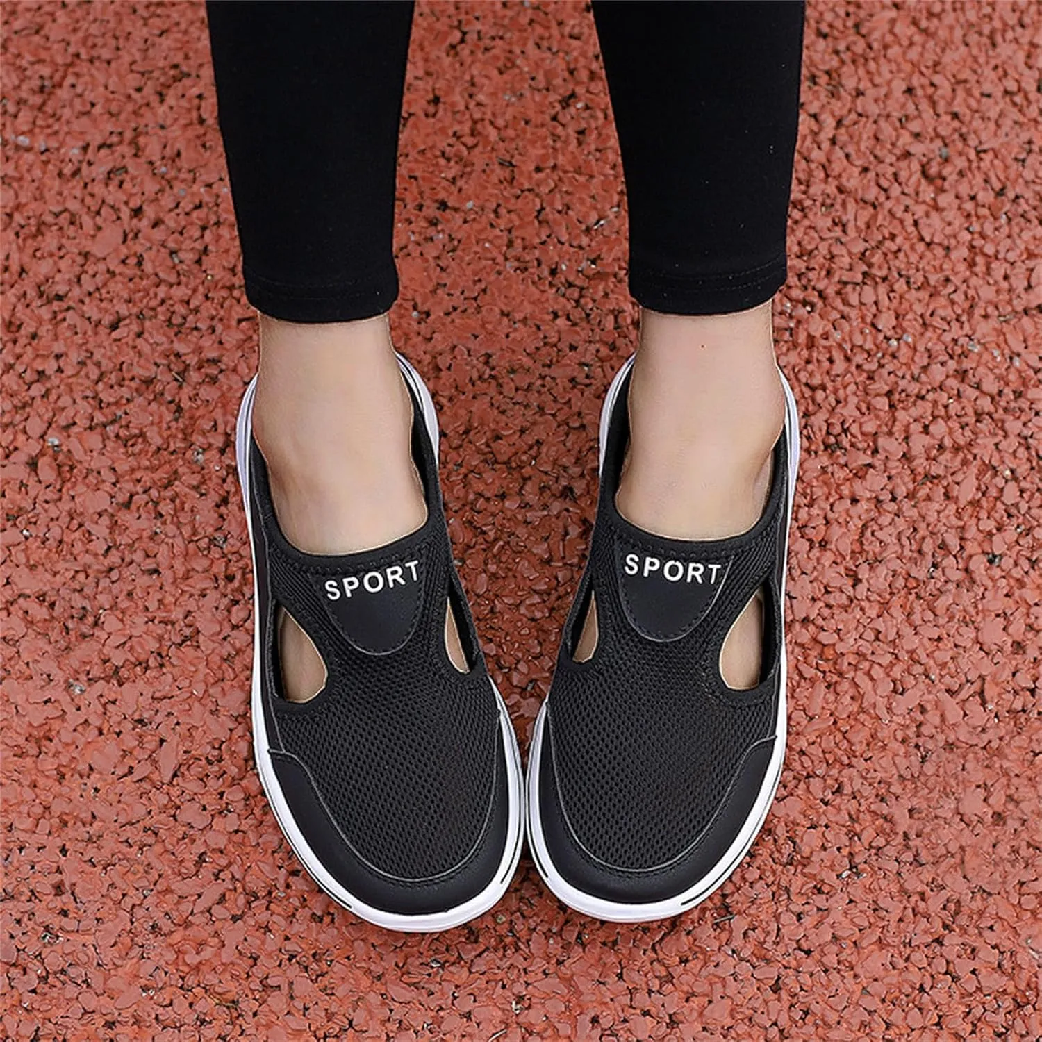 Slip On Mules for Women Summer Arch Support Orthopedic Sandal Mesh Hollow Out Breathable Comfort Sports Sandals Closed Toe Slippers Slip-On Walking Shoes Outdoor Casual Non Slip Sandals