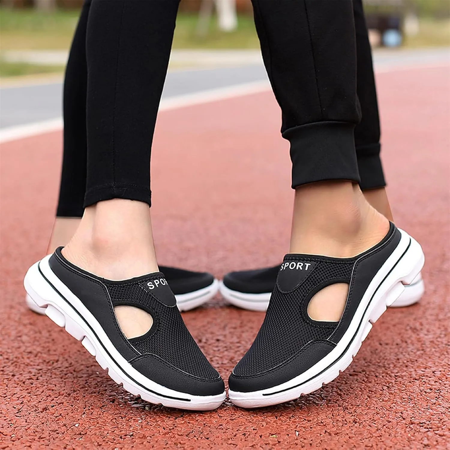 Slip On Mules for Women Summer Arch Support Orthopedic Sandal Mesh Hollow Out Breathable Comfort Sports Sandals Closed Toe Slippers Slip-On Walking Shoes Outdoor Casual Non Slip Sandals