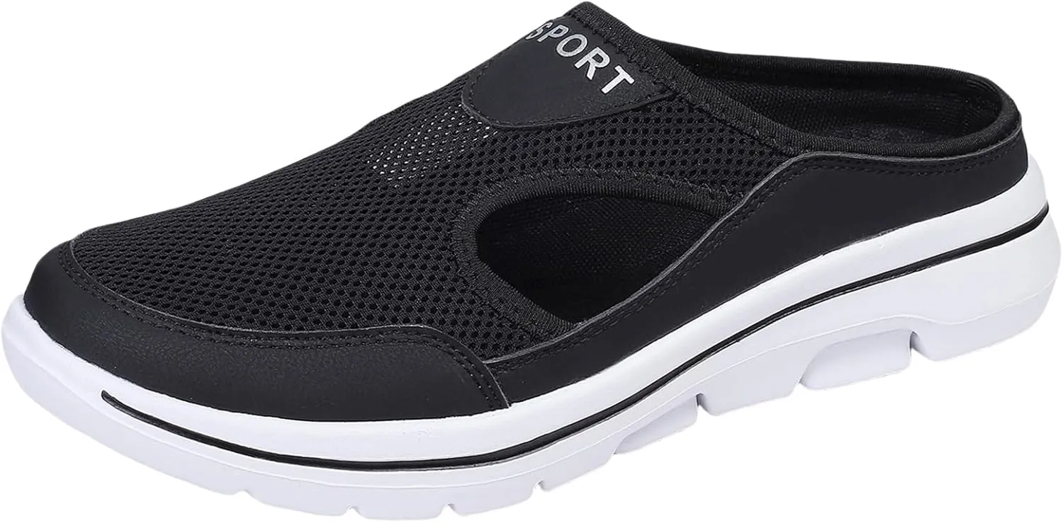 Slip On Mules for Women Summer Arch Support Orthopedic Sandal Mesh Hollow Out Breathable Comfort Sports Sandals Closed Toe Slippers Slip-On Walking Shoes Outdoor Casual Non Slip Sandals