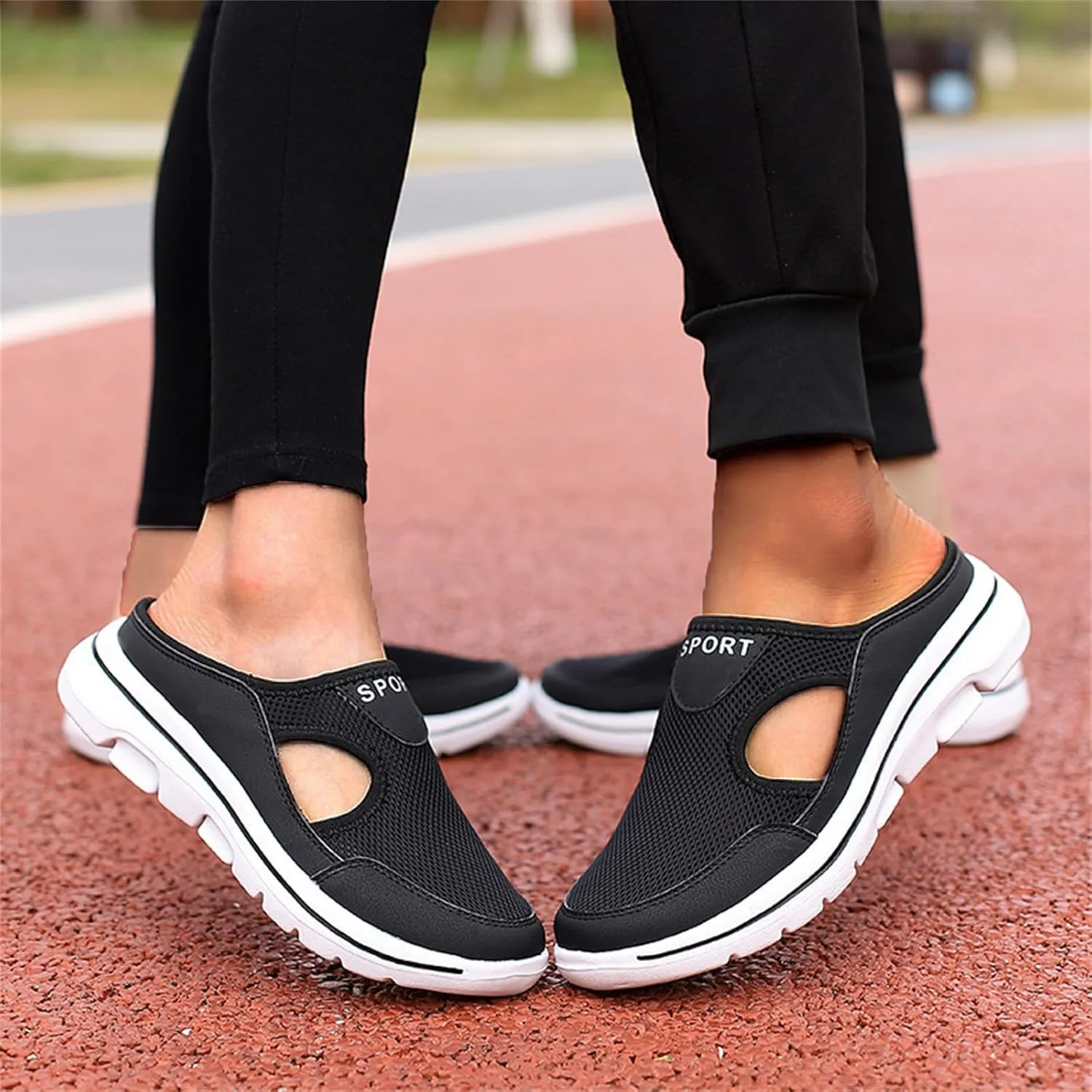 Slip On Mules for Women Summer Arch Support Orthopedic Sandal Mesh Hollow Out Breathable Comfort Sports Sandals Closed Toe Slippers Slip-On Walking Shoes Outdoor Casual Non Slip Sandals