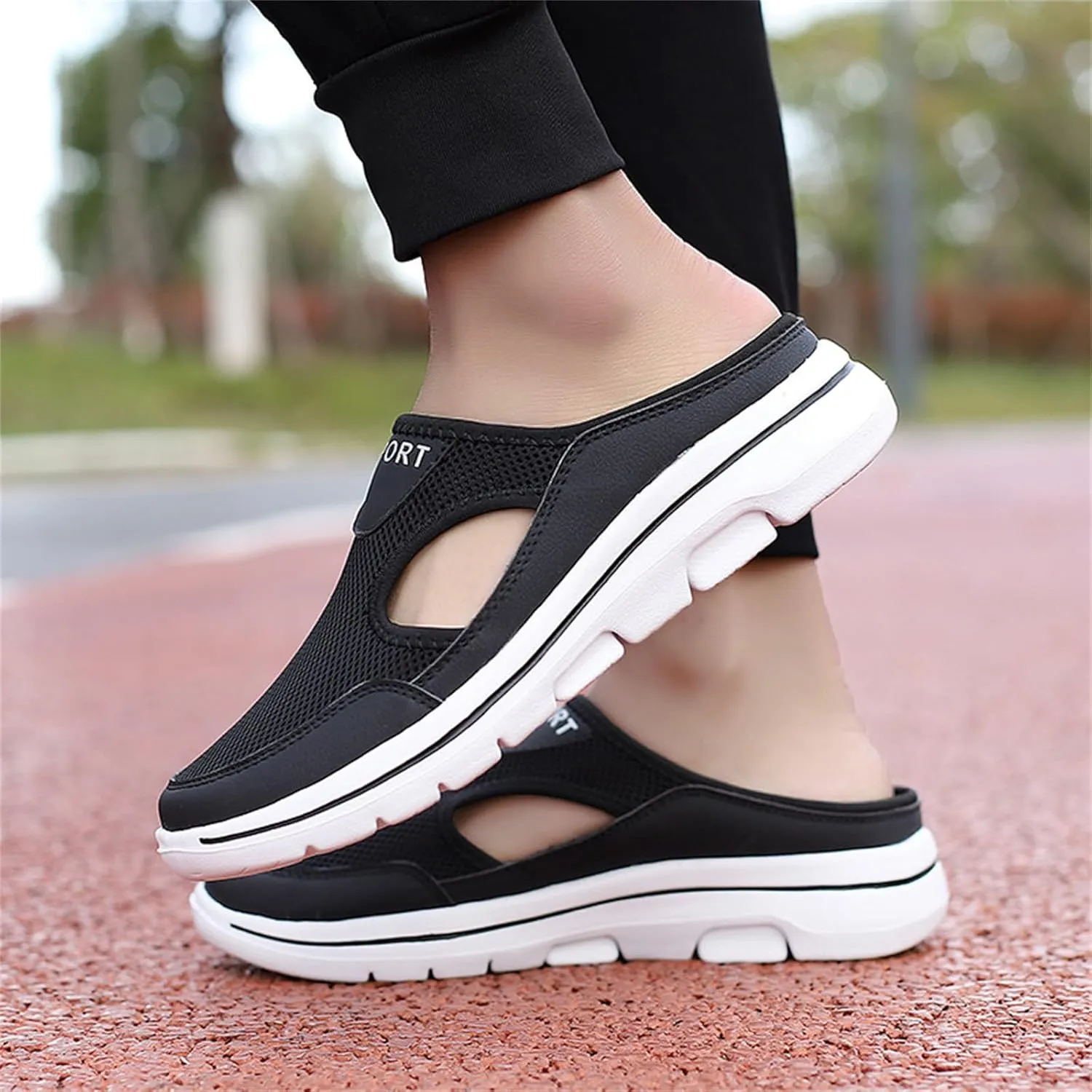 Slip On Mules for Women Summer Arch Support Orthopedic Sandal Mesh Hollow Out Breathable Comfort Sports Sandals Closed Toe Slippers Slip-On Walking Shoes Outdoor Casual Non Slip Sandals