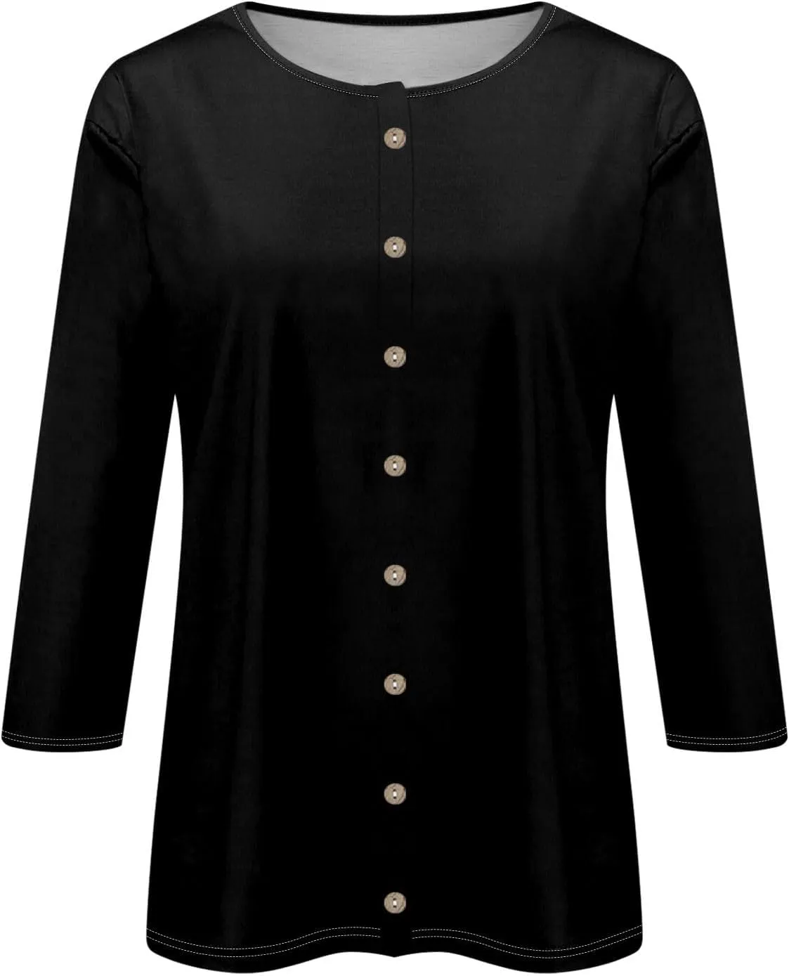 slqdgmryz Button Down Shirts for Women 3/4 Sleeve Lightweight Summer Cardigan Casual V Neck Three Quarter Length Cute Tops