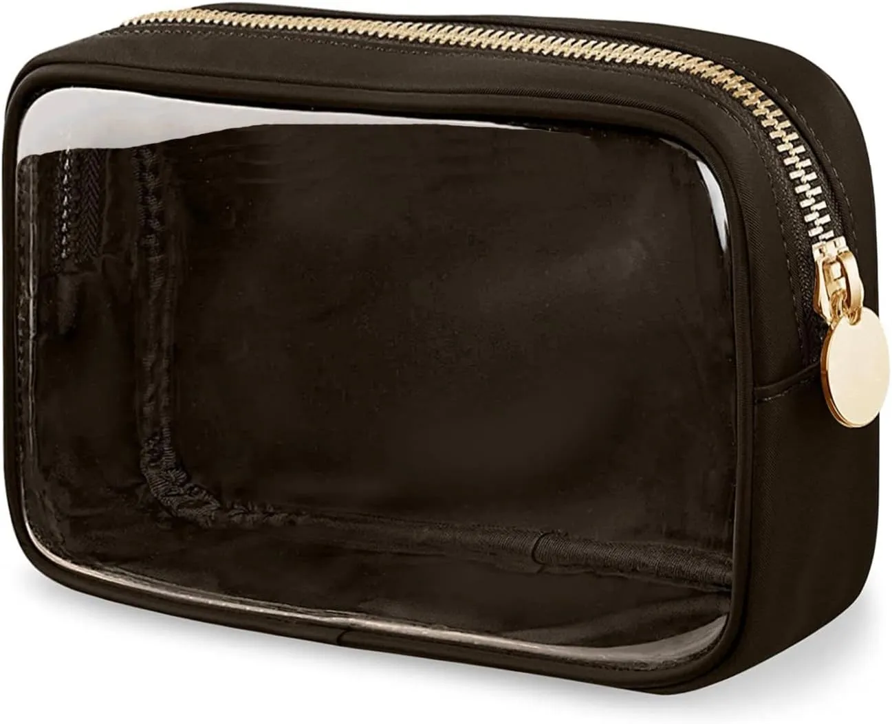Small Clear Makeup Bag, Nylon Mini Cosmetic Bag Small Makeup Bag for Purse TSA Approved Travel Toiletry Bags with Zipper Cute Makeup Bag Car Organizer Bag for Women Girls (Coffee Large)