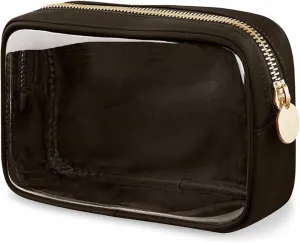 Small Clear Makeup Bag, Nylon Mini Cosmetic Bag Small Makeup Bag for Purse TSA Approved Travel Toiletry Bags with Zipper Cute Makeup Bag Car Organizer Bag for Women Girls (Coffee Large)