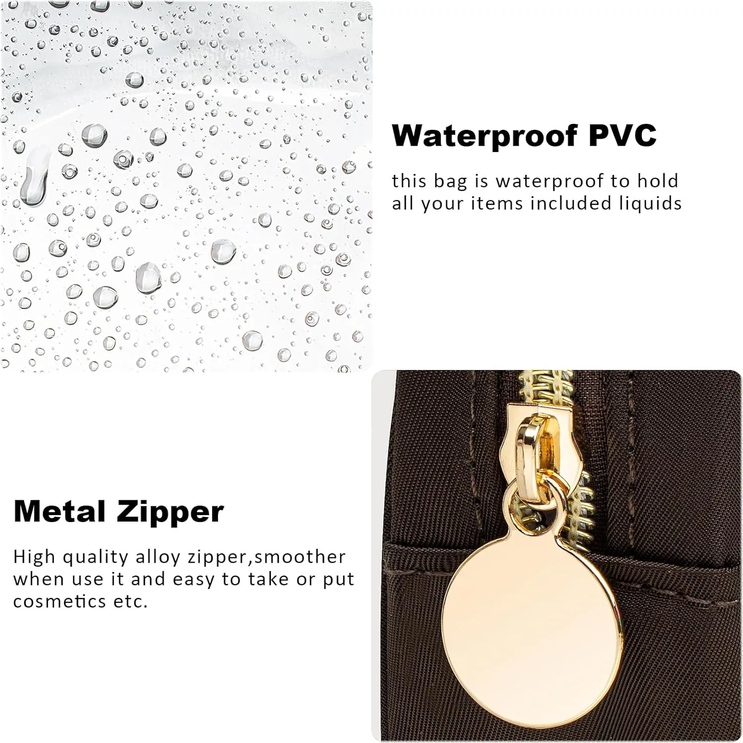 Small Clear Makeup Bag, Nylon Mini Cosmetic Bag Small Makeup Bag for Purse TSA Approved Travel Toiletry Bags with Zipper Cute Makeup Bag Car Organizer Bag for Women Girls (Coffee Large)