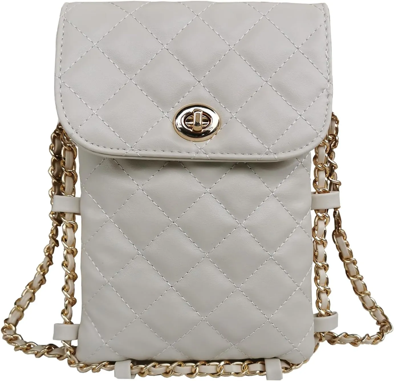 Small Crossbody Bag, Synthetic Leather Quilted Bags for Women Cellphone Bag Mini Bags for Women Trendy Accessories Small White