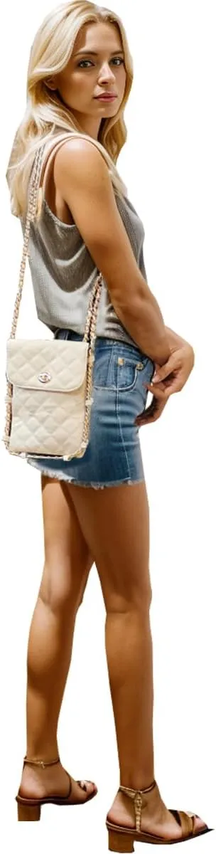 Small Crossbody Bag, Synthetic Leather Quilted Bags for Women Cellphone Bag Mini Bags for Women Trendy Accessories Small White