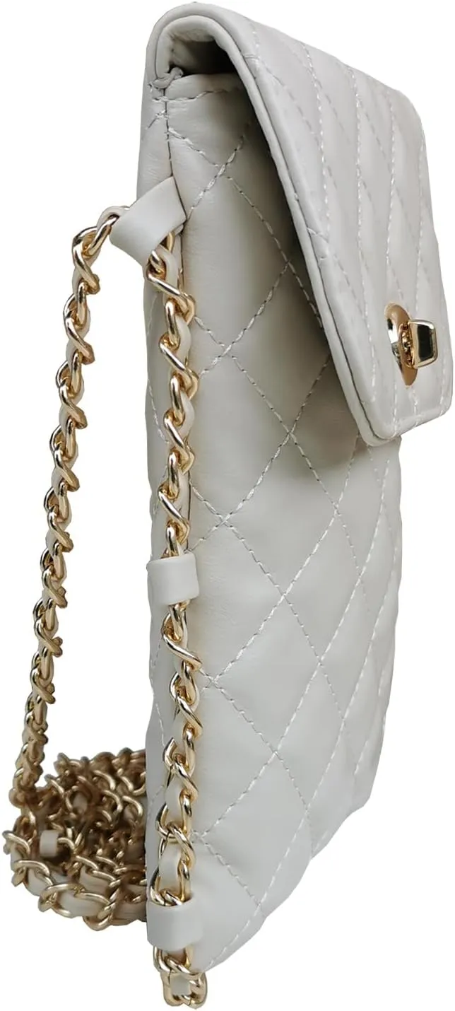 Small Crossbody Bag, Synthetic Leather Quilted Bags for Women Cellphone Bag Mini Bags for Women Trendy Accessories Small White