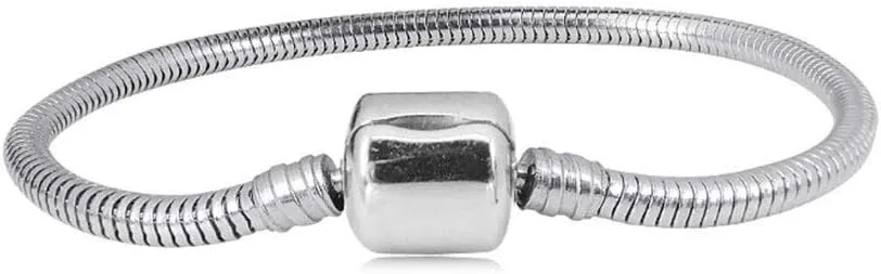 Snake Chain Bracelet Women Bead Charm Hand Bracelet Stainless Steel Anniversary Birthday