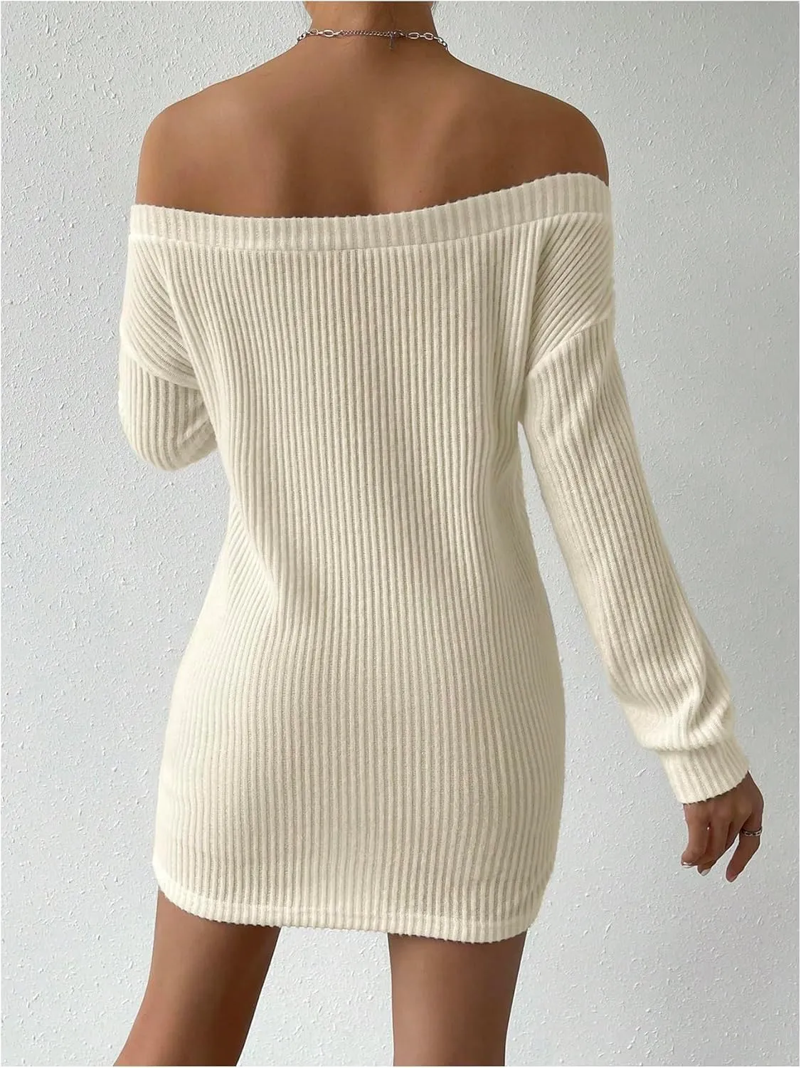 SOLY HUX Women's Off Shoulder Long Sleeve Bodycon Mini Dress Casual Pencil Dresses