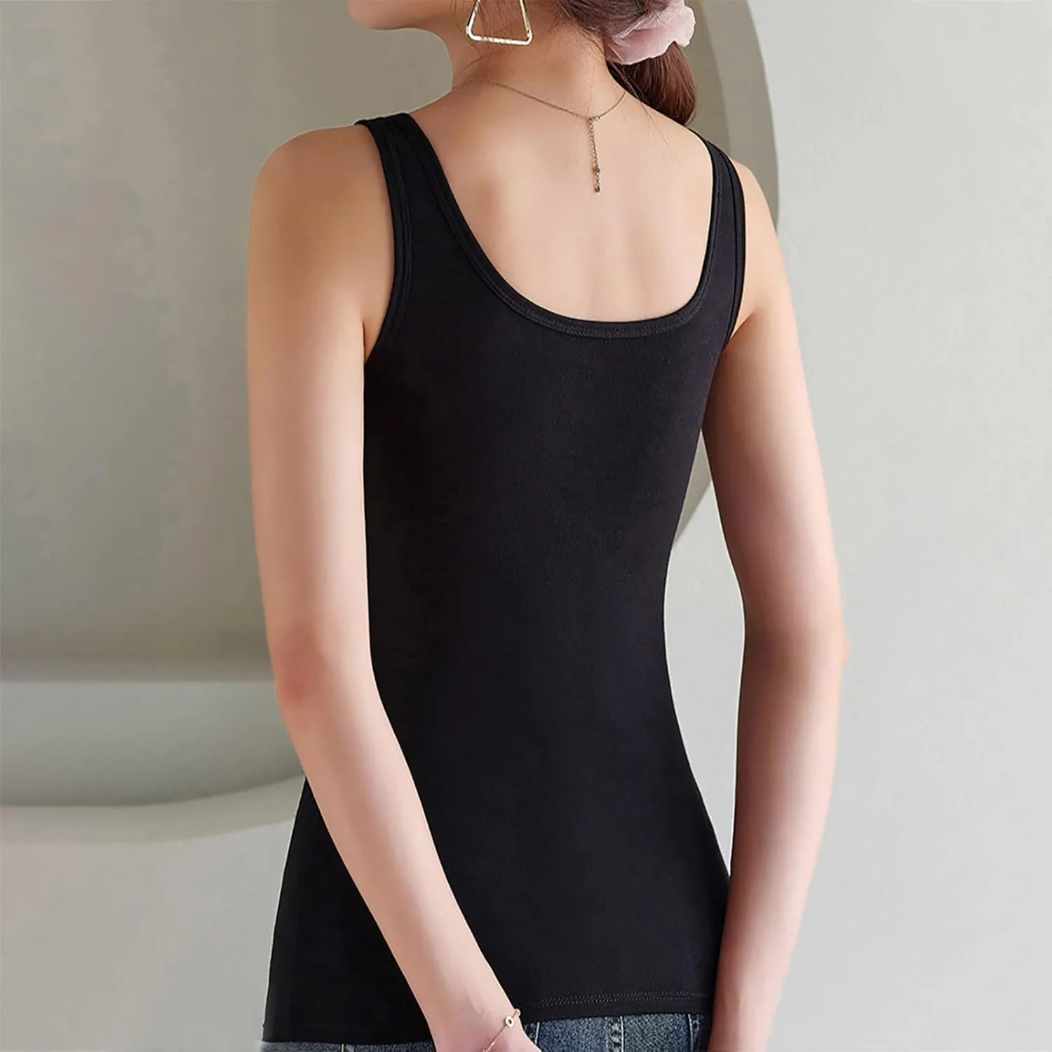 Sports with Built in Bras Tank Top for Women Basic Workout Solid Sleeveless Y2K Blouses Scoop Neck Athletic Camisole