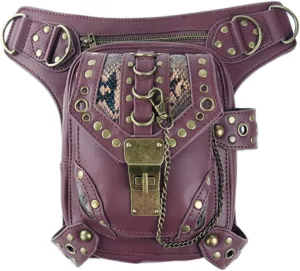 Steampunk Waist Bags PU Leather Gothic Bag Men and Women Hiking Fanny Pack Mini Travel Pockets