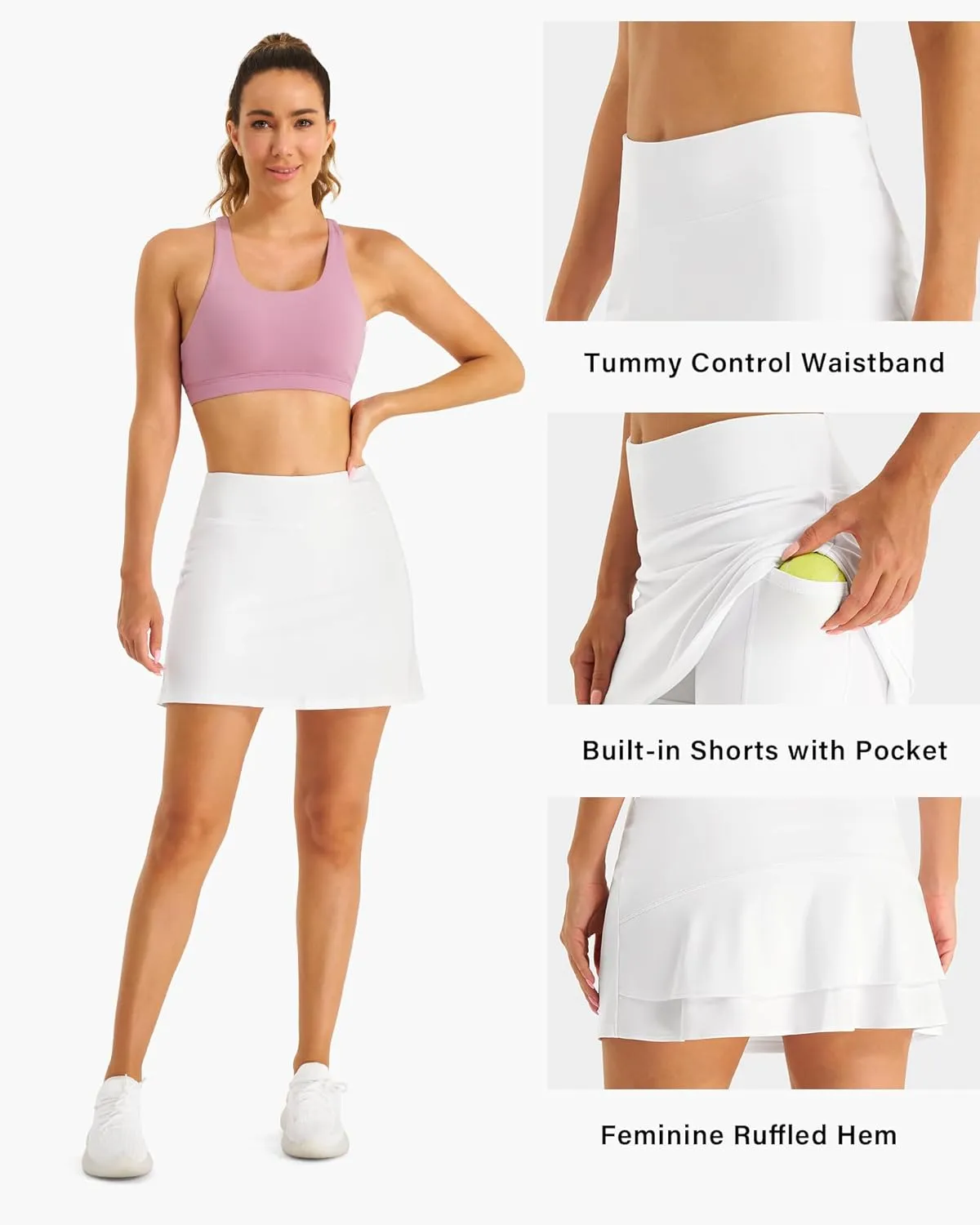 Stelle Women Tennis Skirt Athletic Skort High Waisted Golf Inner Shorts with Pockets Running Sports Pickleball