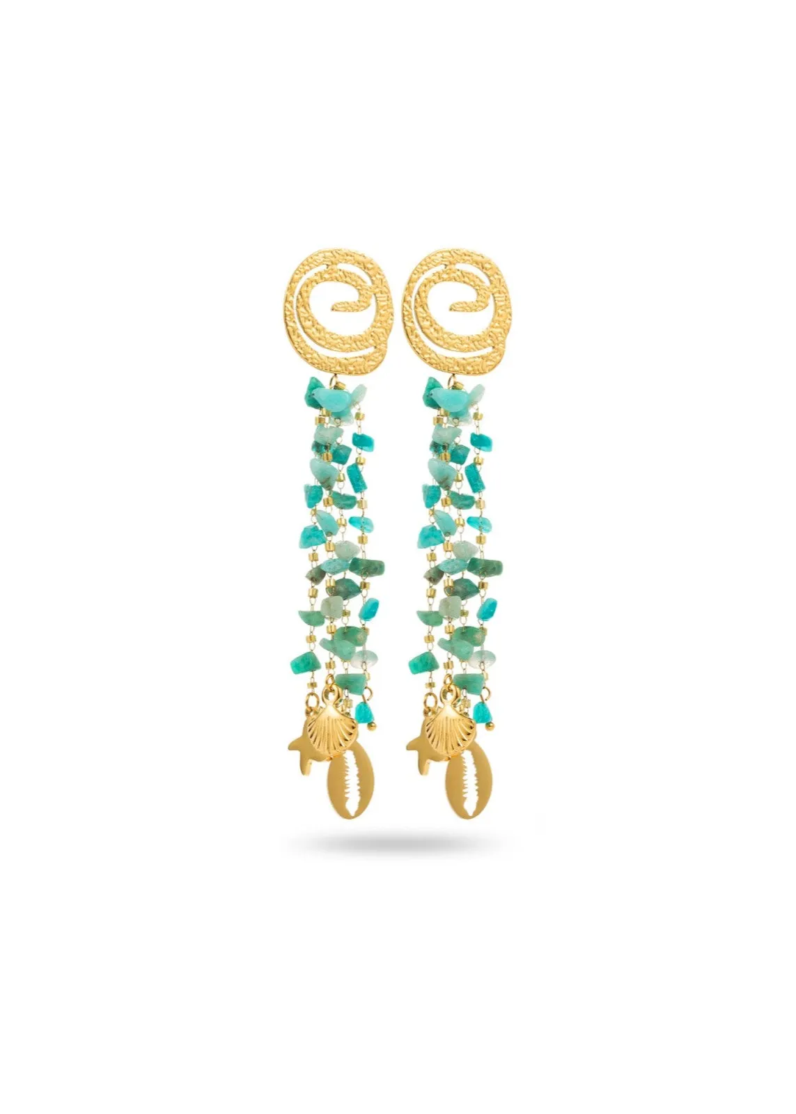 Stone Beads Tassel Earrings