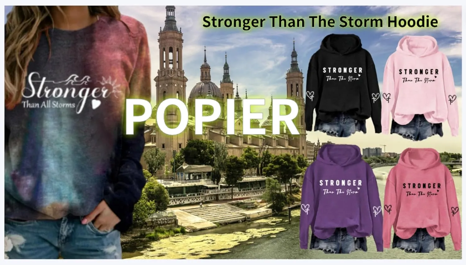 Stronger Than The Storm Hoodie for women,Women'S Fun Letter Print Sweatshirt Stronger Than The Storm Sweatshirt