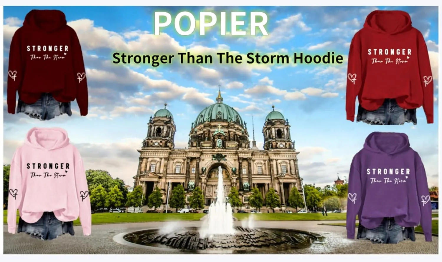 Stronger Than The Storm Hoodie for women,Women'S Fun Letter Print Sweatshirt Stronger Than The Storm Sweatshirt
