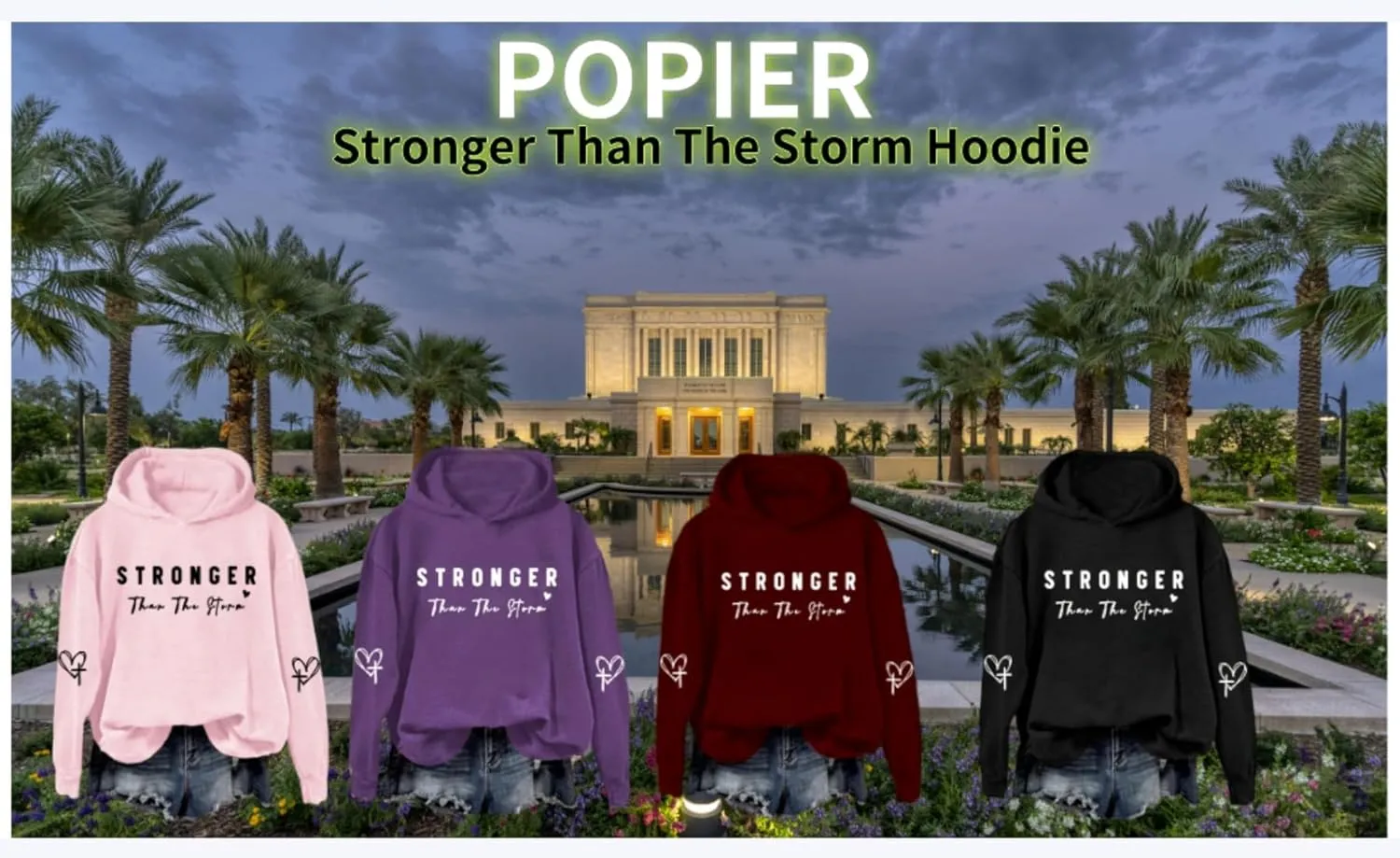 Stronger Than The Storm Hoodie for women,Women'S Fun Letter Print Sweatshirt Stronger Than The Storm Sweatshirt