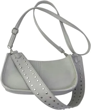 Studded Shoulder Bag Y2k Purse for Women Leather Handbag Clutch Purse Top Handle Satchel Retro Crossbody Bag