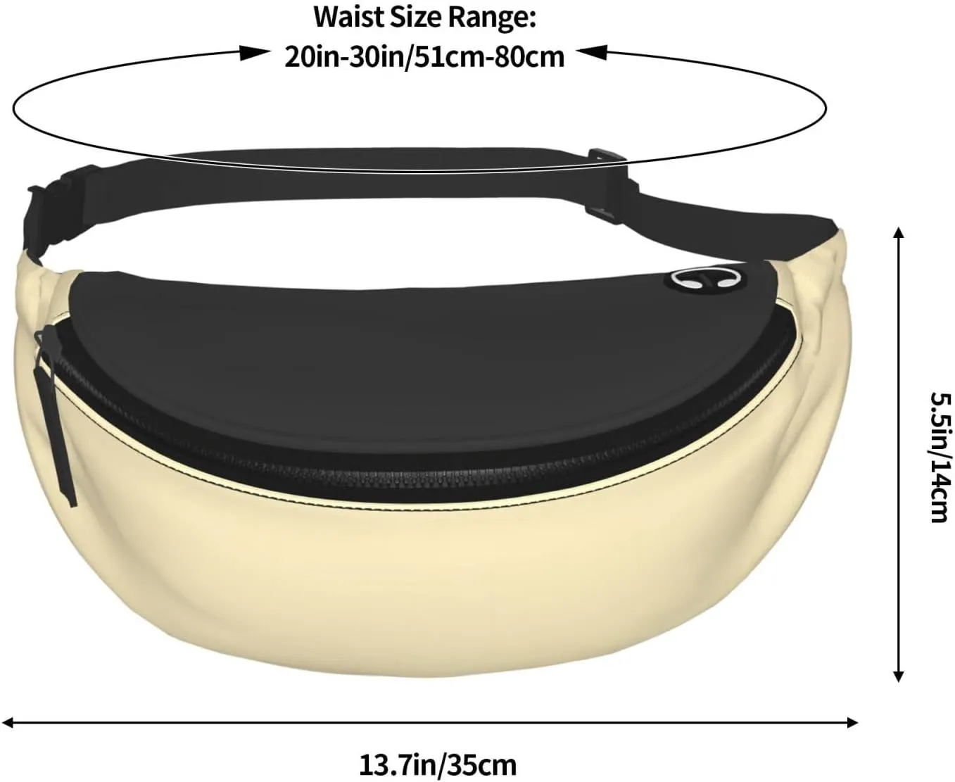 Stylish 3d Almond Yellow Bumbags Waist Fanny Pack For Women Ladies Men Lightweight Bum Bag With Zip Pockets Adjustable Belt For Dog Walking Running Cycling Hiking Outdoor Sport