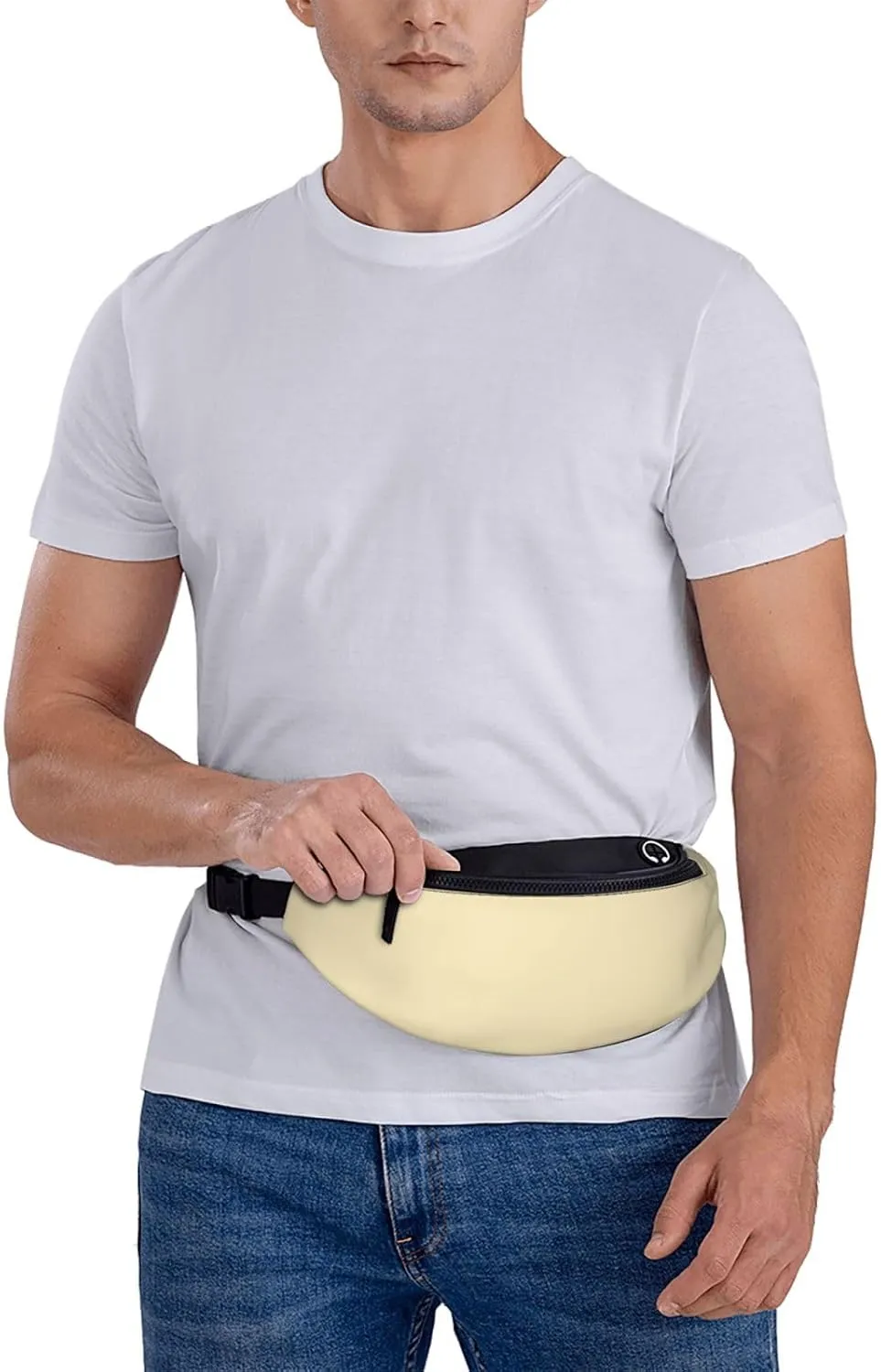 Stylish 3d Almond Yellow Bumbags Waist Fanny Pack For Women Ladies Men Lightweight Bum Bag With Zip Pockets Adjustable Belt For Dog Walking Running Cycling Hiking Outdoor Sport