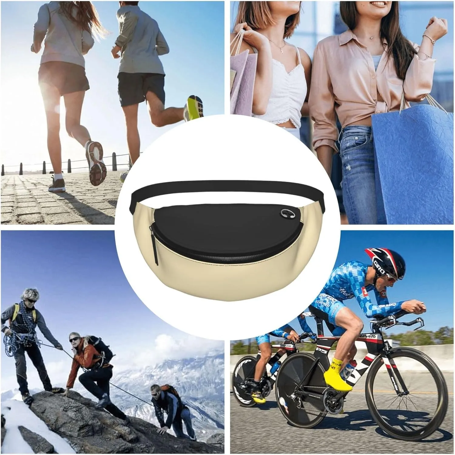 Stylish 3d Almond Yellow Bumbags Waist Fanny Pack For Women Ladies Men Lightweight Bum Bag With Zip Pockets Adjustable Belt For Dog Walking Running Cycling Hiking Outdoor Sport
