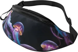 Stylish 3d Color Jellyfish Bumbags Waist Fanny Pack For Women Ladies Men Lightweight Bum Bag With Zip Pockets Adjustable Belt For Dog Walking Running Cycling Hiking Outdoor Sport